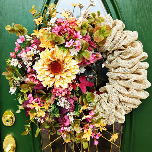 Sunflower Lady Fall Wreath